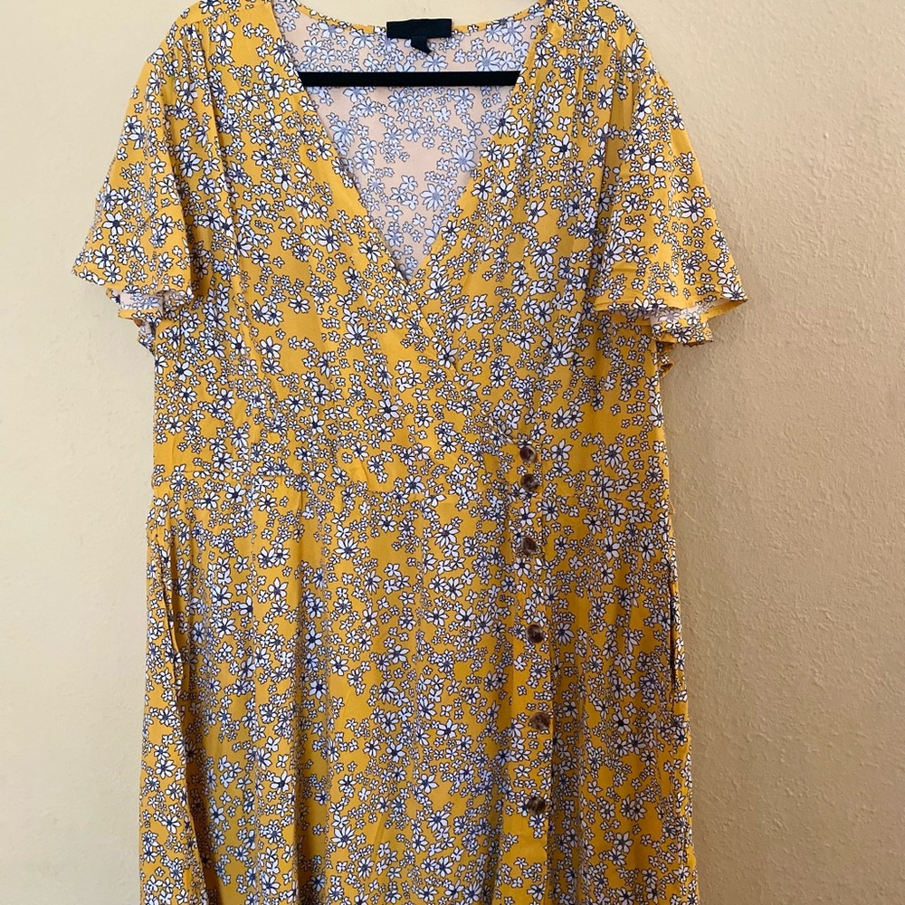 Lane Bryant Yellow Blue Floral Sundress